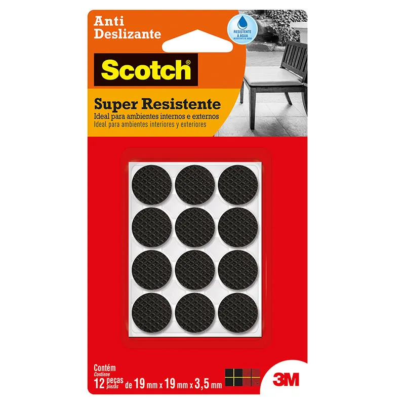 Protetor antideslizante Scotch redondo preto Pequeno 12 unidades - 3M
