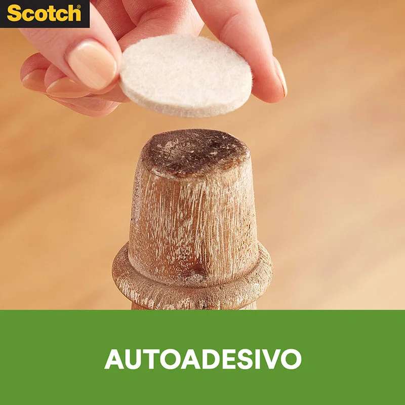 Feltro sintético para móveis leves Scotch redondo marrom Médio c/12 unid - 3M
