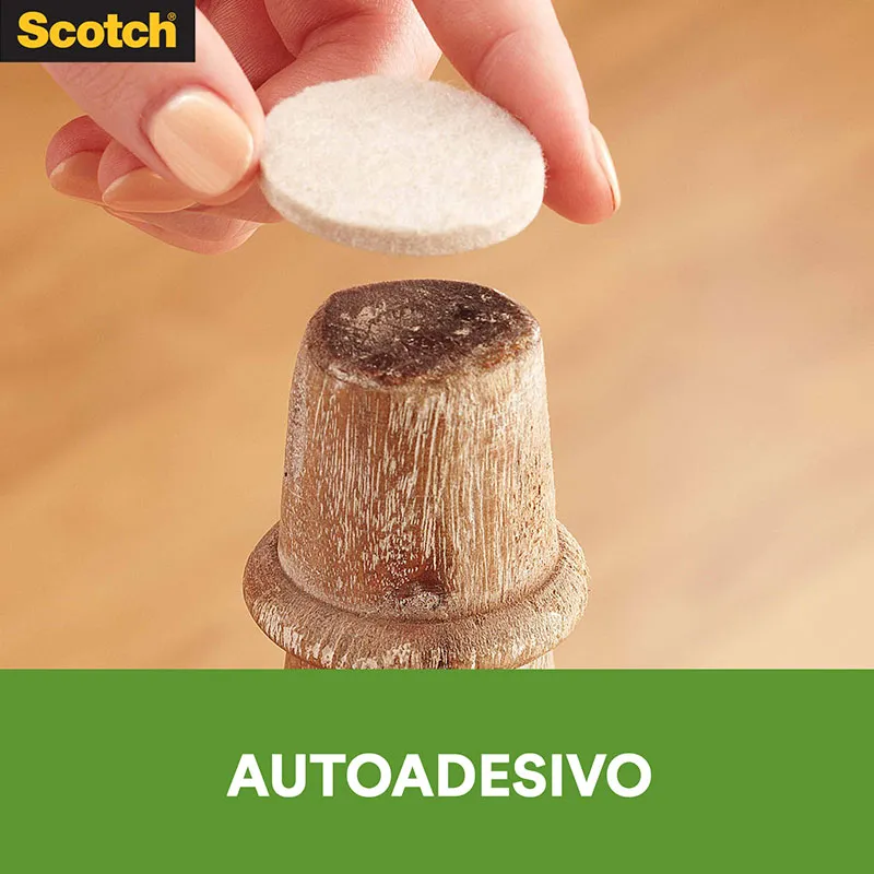 Feltro sintético para móveis leves Scotch redondo branco Pequeno c/12 unid - 3M