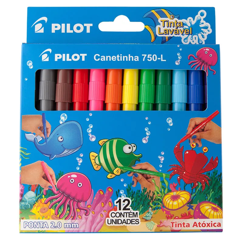 Caneta hidrográfica Color 750-L - com 12 cores - Pilot