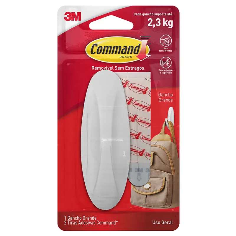 Gancho adesivo design Command branco grande HB004820005 - 3M
