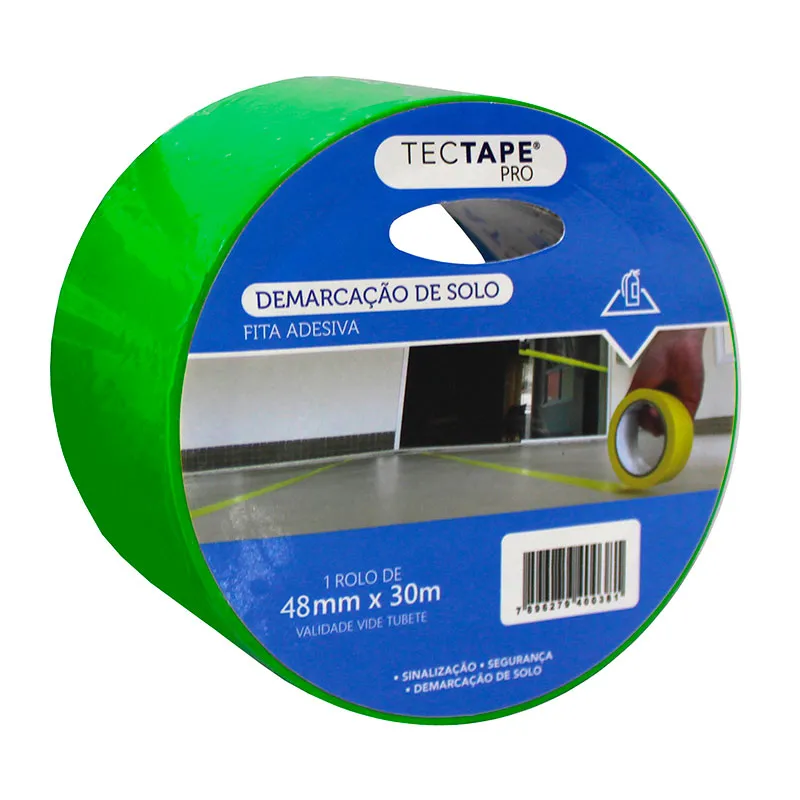 Fita para demarcação de solo 48x30 - verde - Tectape