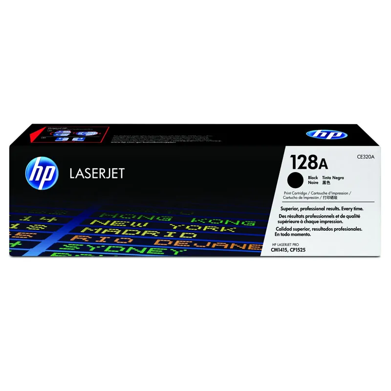 Toner HP 128A Original CE320AB Preto p/ CM1415fn, CM1415fnw, CP1525nw