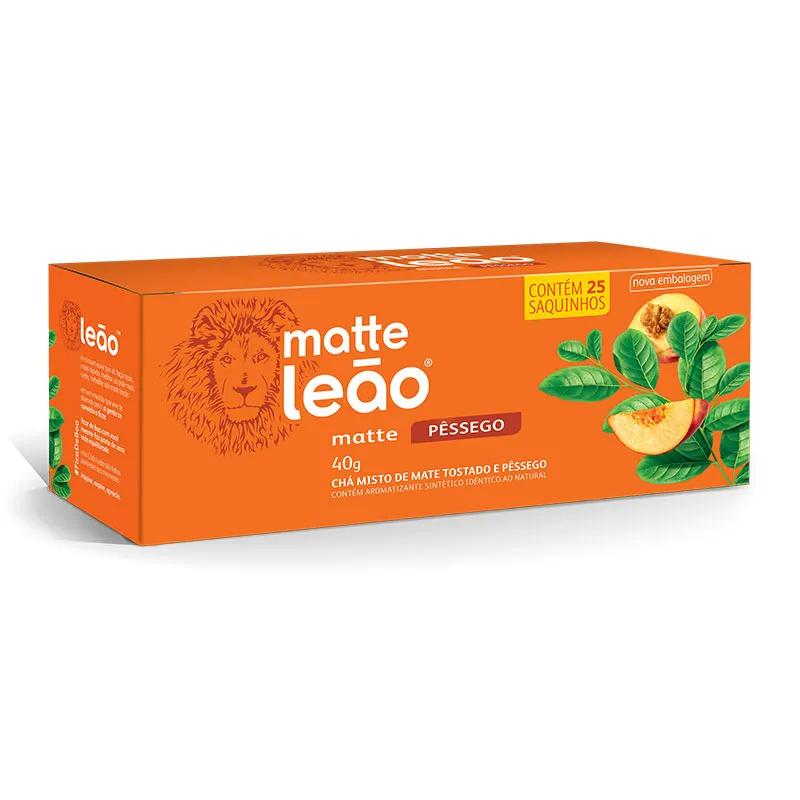 Chá matte pêssego - com 25 unidades - Matte Leão