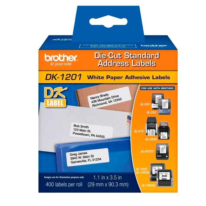 Etiqueta para impressora térmica rolo com 400 unidades DK1201 - Brother