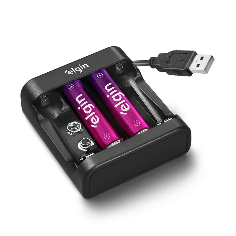 Carregador de pilhas AA/AAA/9V - 46RSCUSB0000 - Elgin