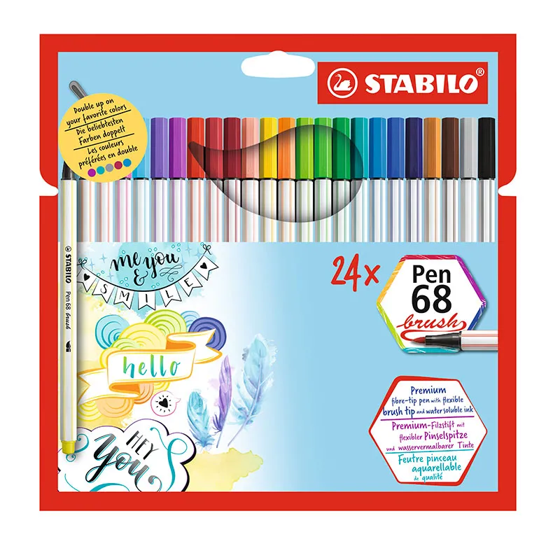 Caneta pincel Pen Brush Aquarelável 56824 24cores Stabilo