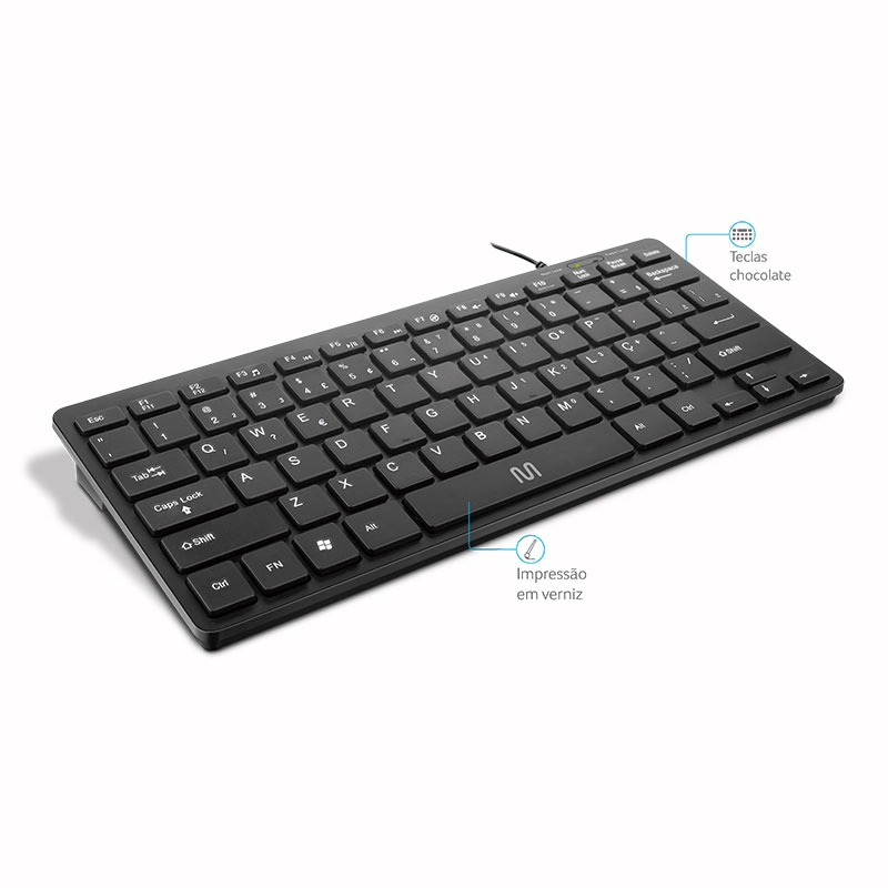 Teclado mini com fio USB Slim Comfort Preto - TC154 - Multi