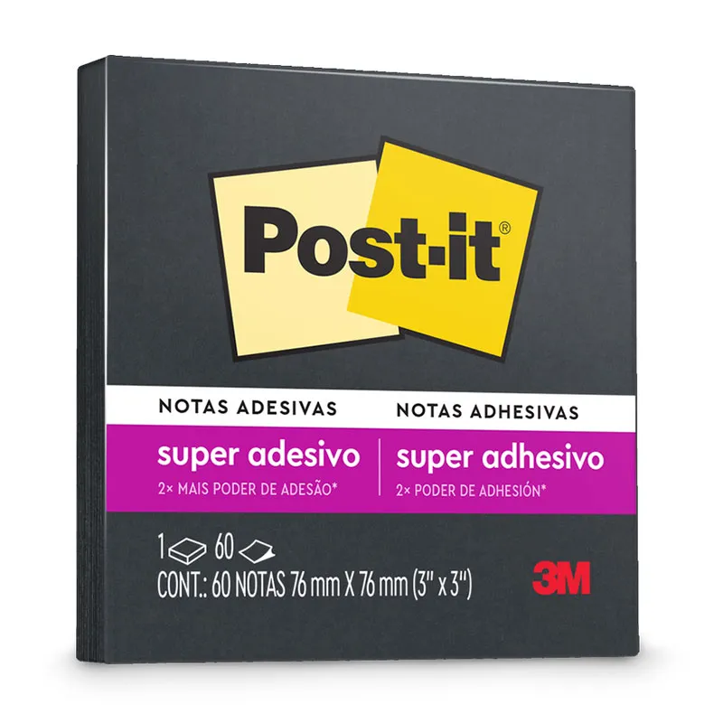 Bloco de notas super adesivas Post-it Preto Ônix 76x76mm 60 folhas - 3M