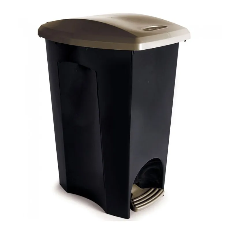 Cesto de lixo plástico Preto com pedal - 3497 - 50 Litros - Plasutil