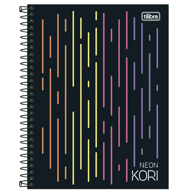Caderno espiral capa dura colegial 1x1 80 folhas Neon Kori - Tilibra