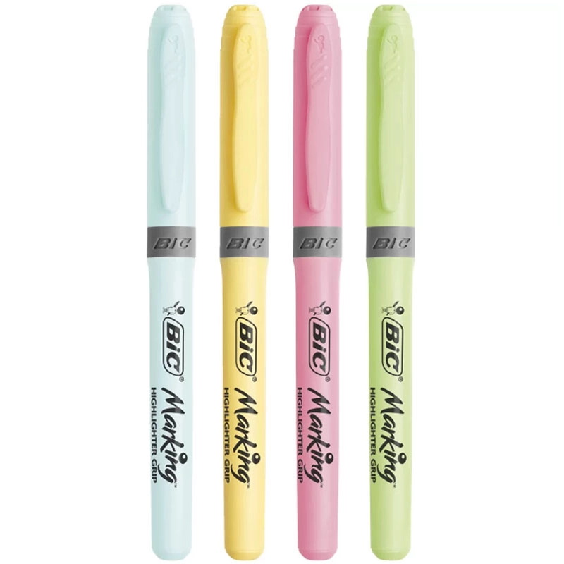 Pincel marca texto Marking Grip Pastel com 4 cores - Bic