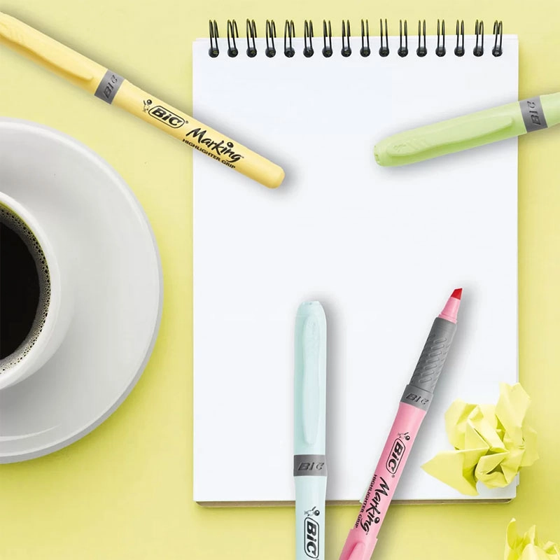 Pincel marca texto Marking Grip Pastel com 4 cores - Bic