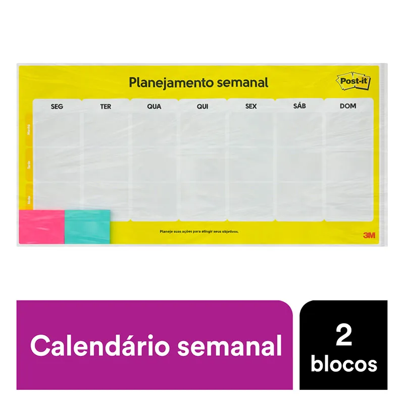 Calendário Semanal Post-It com 2 blocos CD0347 - 3M