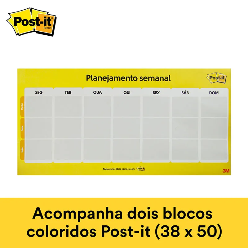 Calendário Semanal Post-It com 2 blocos CD0347 - 3M