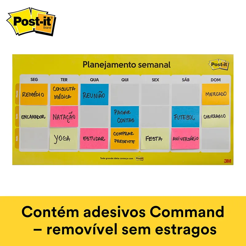 Calendário Semanal Post-It com 2 blocos CD0347 - 3M