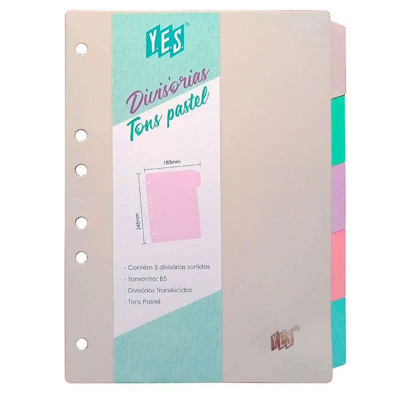 Divisória colorida B5 - 5 projeções - 5TBCS-SOR - Yes