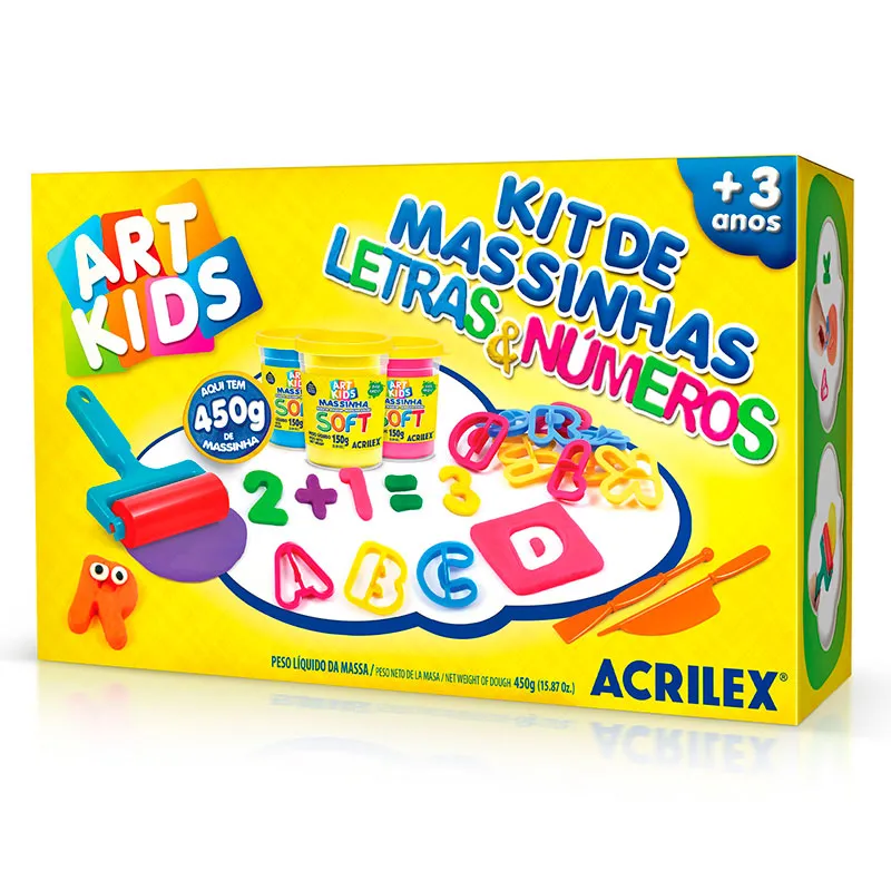 Massinha kit massa de modelar Letras e Números Art Kids 40046 - Acrilex