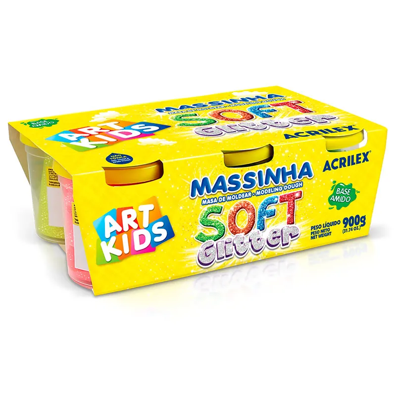 Massinha Soft Glitter com 6 cores 7366 - Acrilex