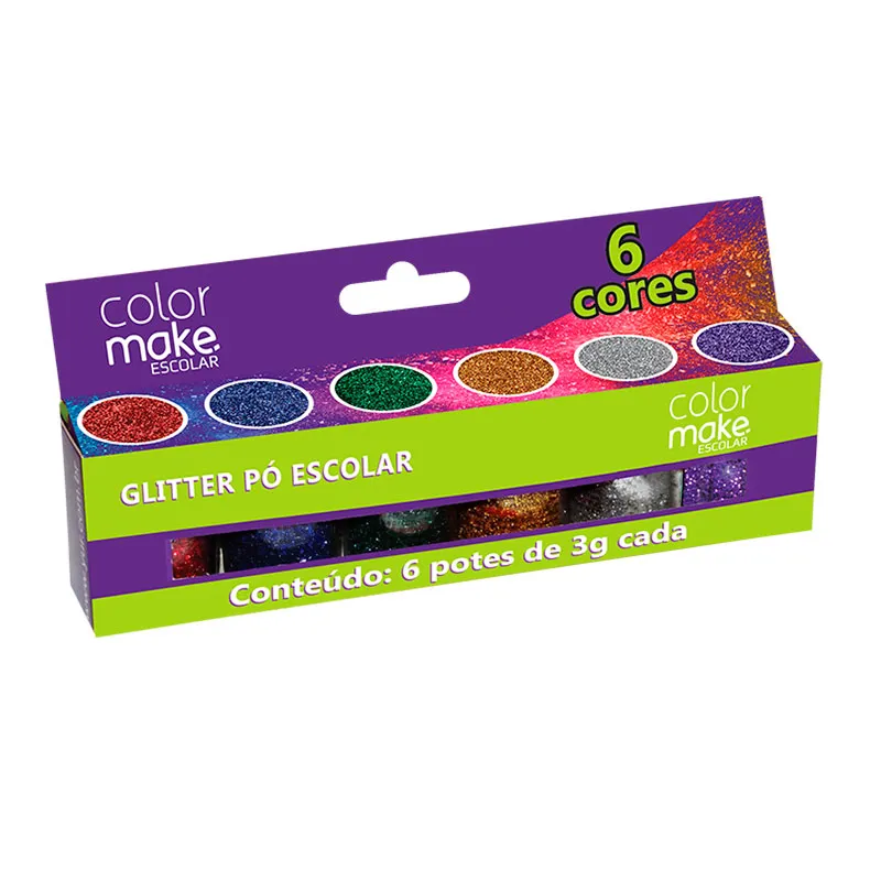 Glitter escolar com 6 cores - 7000 - Colormake