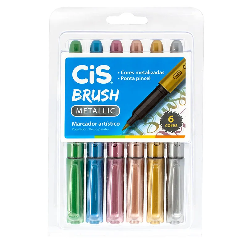 Caneta pincel Brush Metálico - com 6 cores - Cis