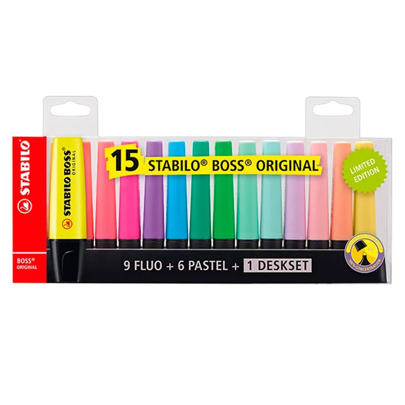 Pincel marca texto Boss 70/15-01 estojo com 15 cores - Stabilo