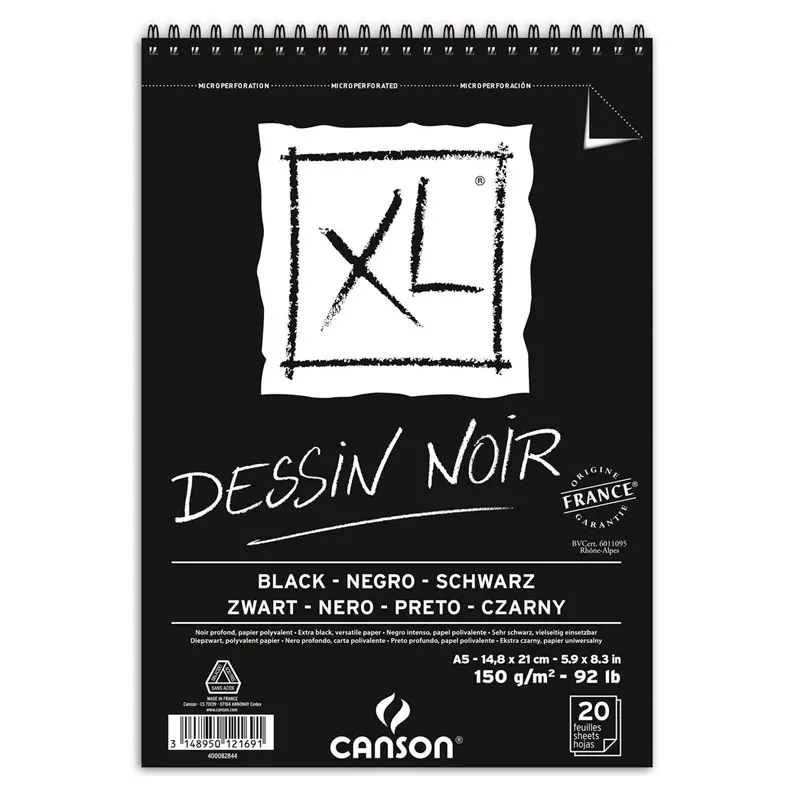 Bloco XL dessin noir black A5 150g - com 20 folhas - Canson