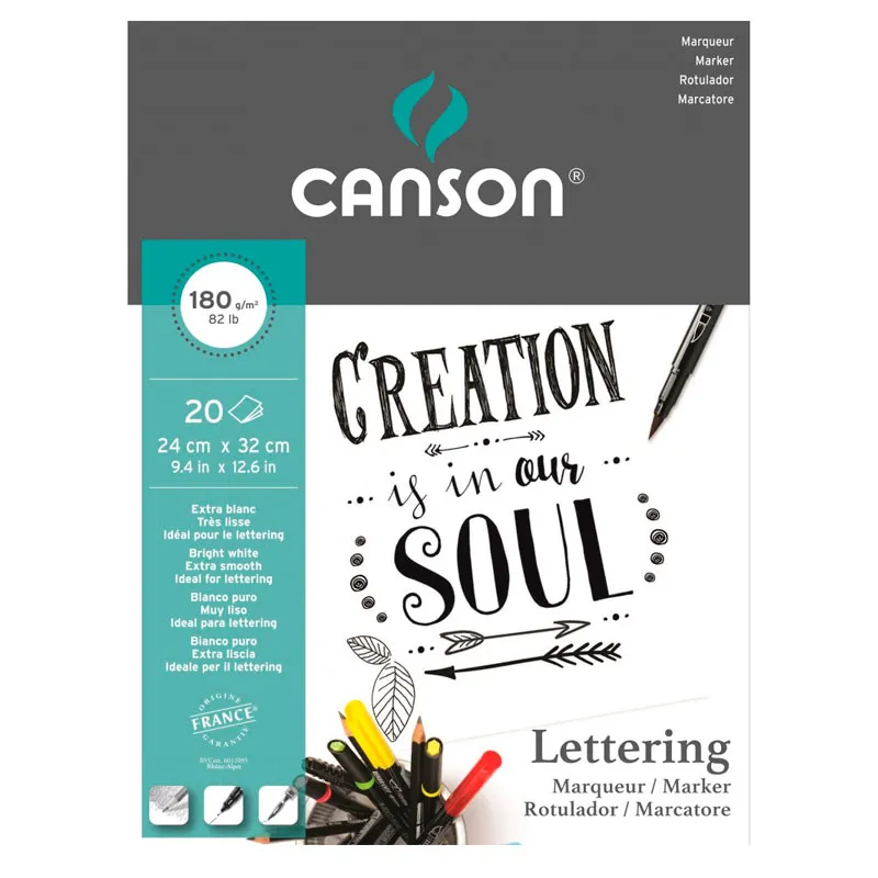 Bloco Marker lettering rotulador A4 180g - com 20 folhas - Canson