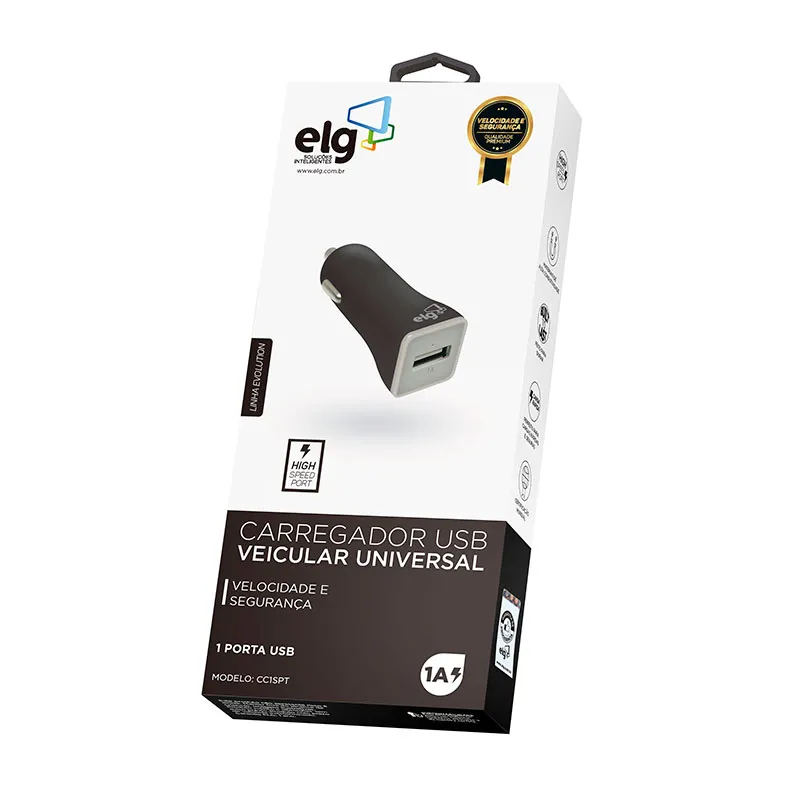 Carregador veicular USB Preto CC1SPT - ELG