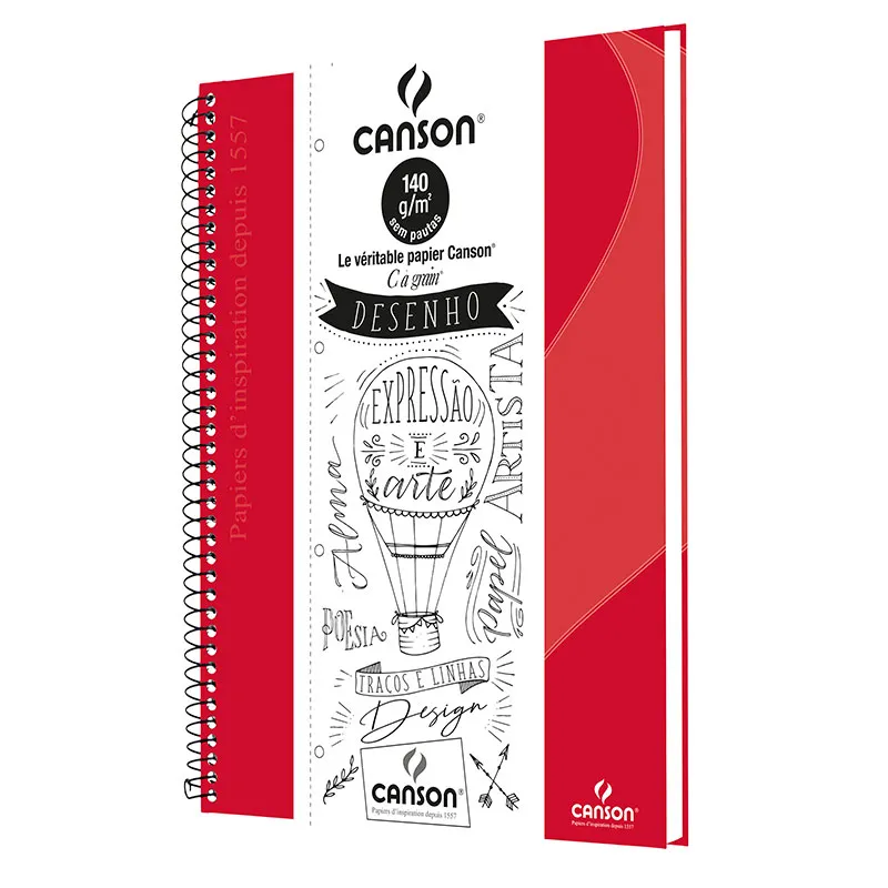 Caderno universitário profissional Desenho sem pauta - 40 folhas - Vermelho - Canson