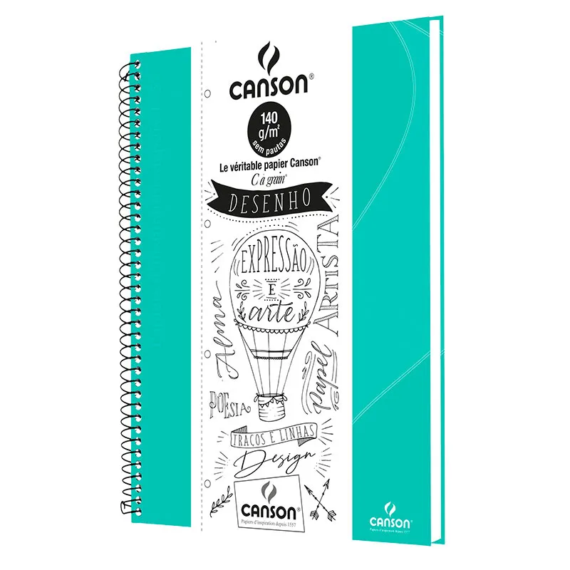 Caderno universitário profissional Desenho sem pauta - 40 folhas - Verde Tifany - Canson