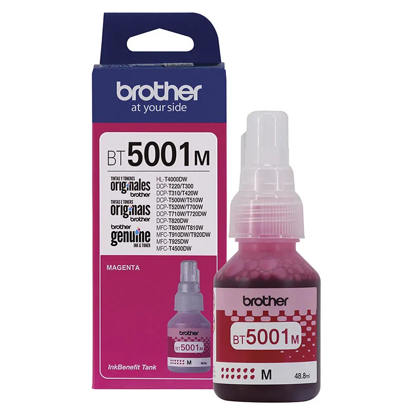 Garrafa de tinta original Brother para InkTank BT5001M Magenta 48,8ml
