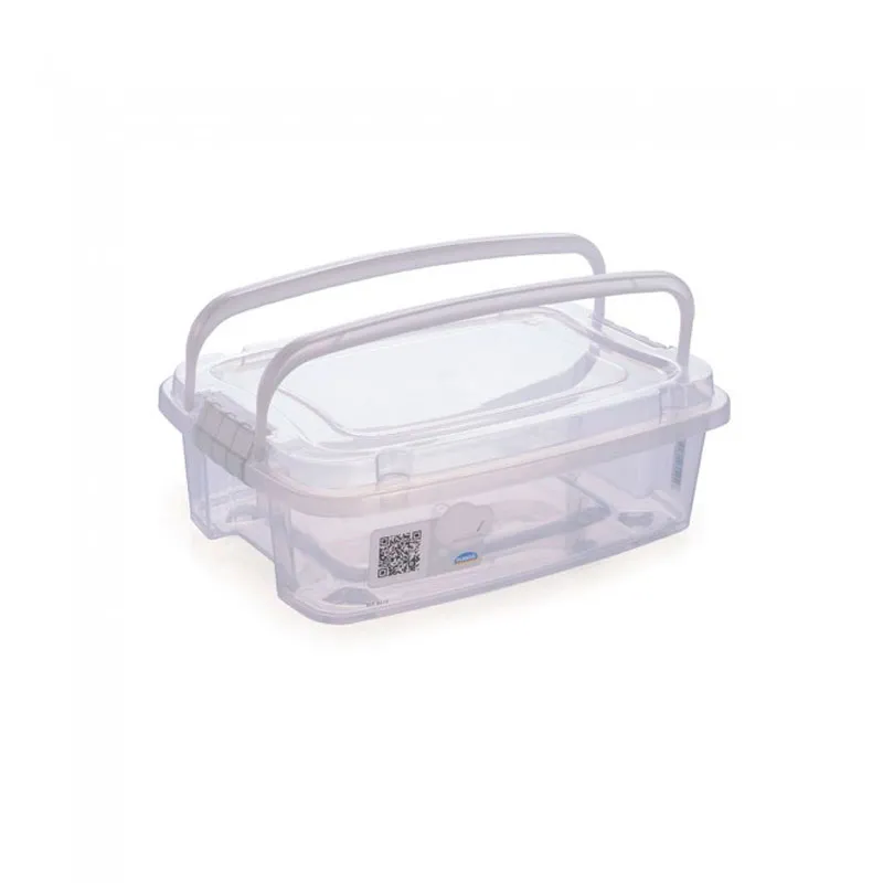Caixa organizadora Gran Box baixa com alça e trava - Cristal - 3L 8412 - Plasútil