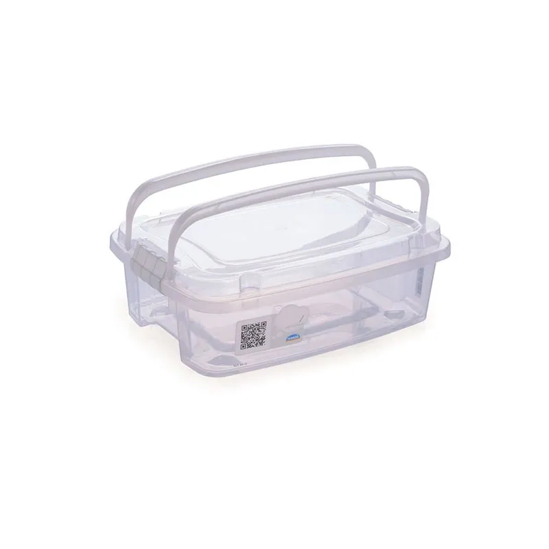 Caixa organizadora Gran Box baixa com alça e trava - Cristal - 1,5L 8337 - Plasútil