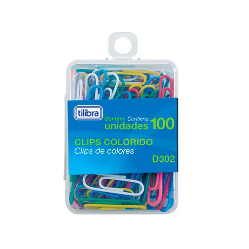 Clips colorido 2/0 com 100 unidades 288985 - Tilibra
