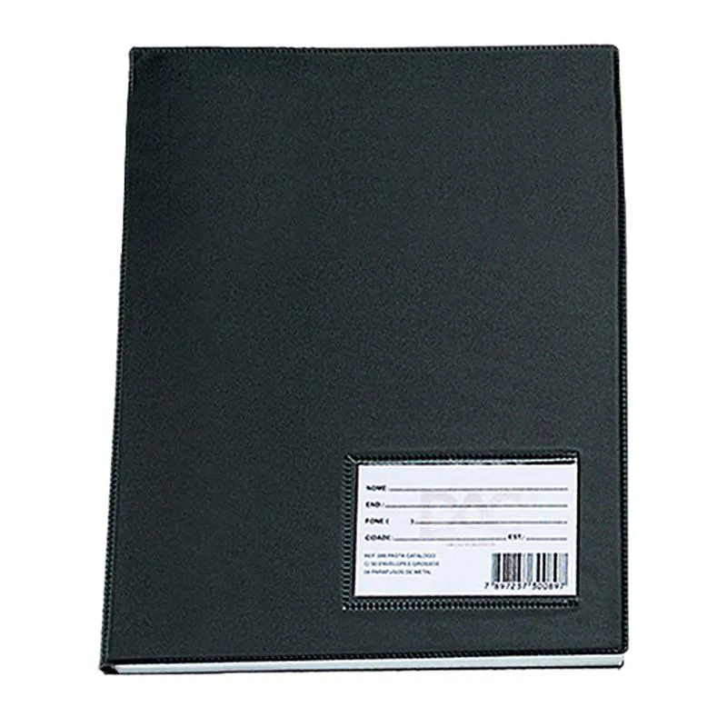 Pasta catálogo com visor A3 155PR Preto 30 envelopes plásticos Dac