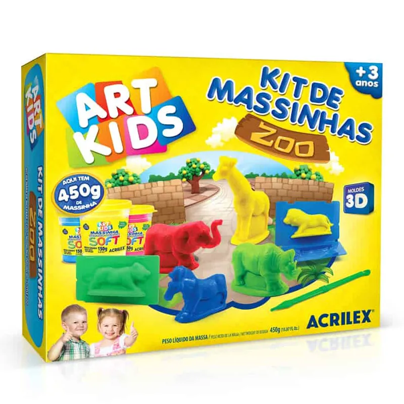 Massinha kit massa de modelar Zoológico Art Kids 40010 - Acrilex
