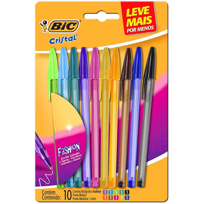 Caneta esferográfica Cristal Fashion 1.2 com 10 unidades - Bic
