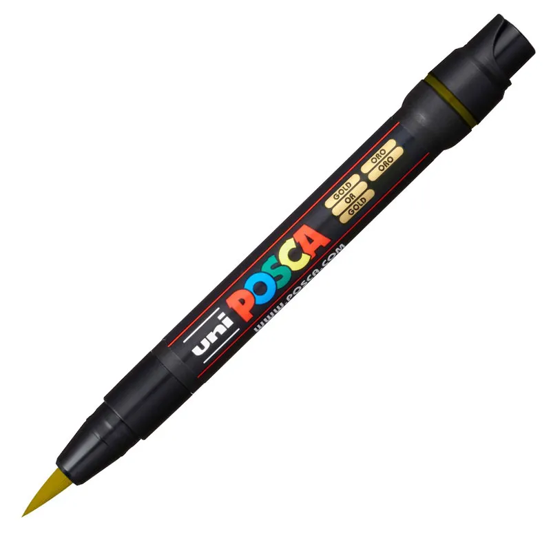 Caneta Posca Brush PCF-350 - ouro - Uni-Ball