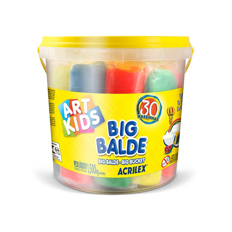 Massinha Big balde com 30 massinhas sortidas -  Art Kids - 40023 - Acrilex