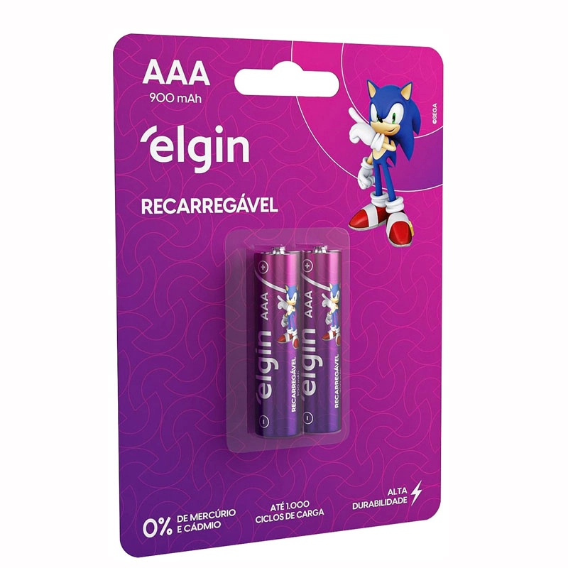 Pilha recarregável AAA 900MAH - com 2 unidades - Elgin