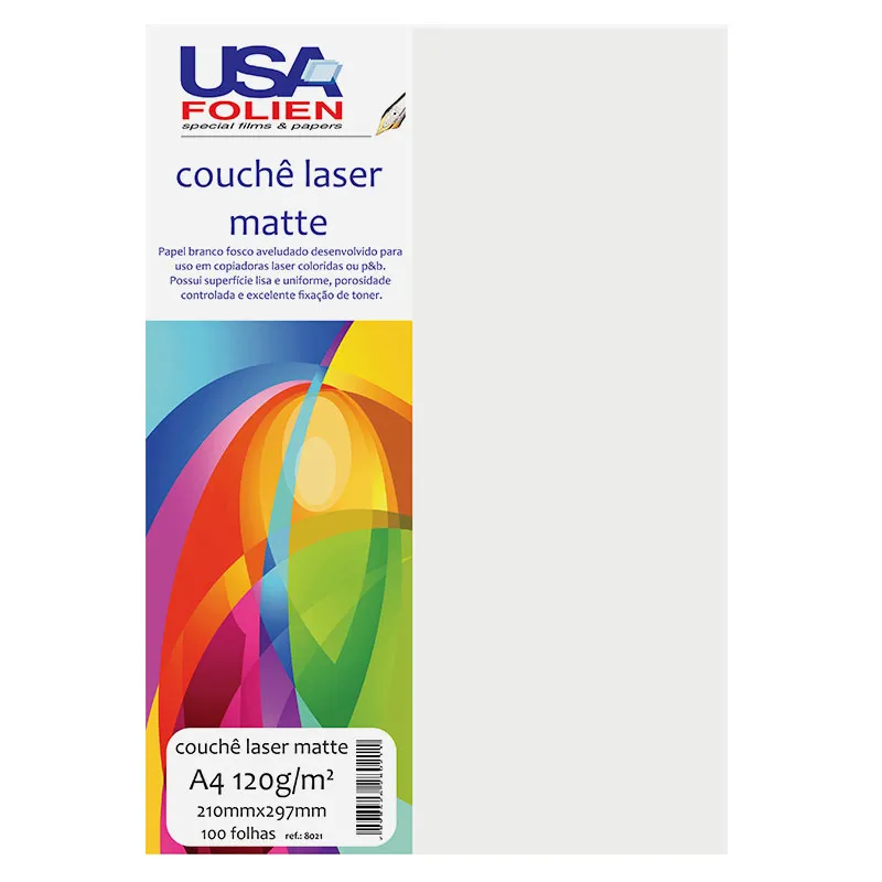 Papel couchê laser matte A4 120g com 100 folhas 8021 - Usa Folien