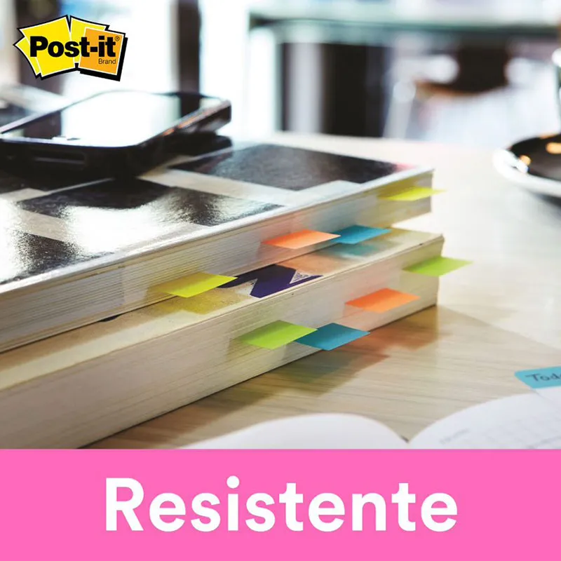 Marcador de página adesivo Post-it Flags 5 cores sortidas 12x43mm 100 folhas - 3M