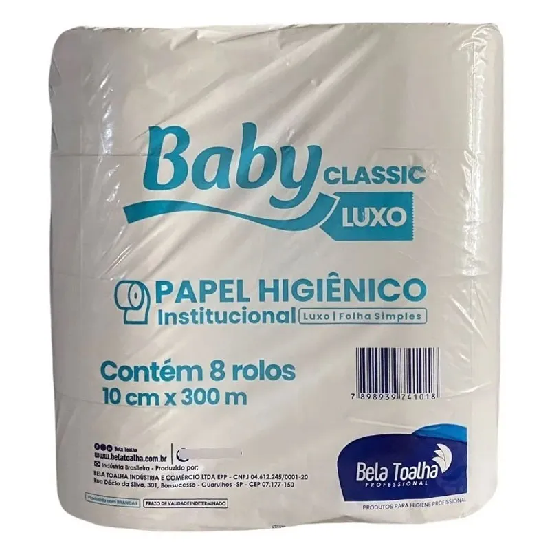 Papel higiênico rolão Luxo 10x300 com 8 rolos - Baby