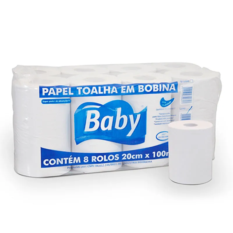 Papel toalha bobina Luxo 20x100 com 8 rolos - Baby