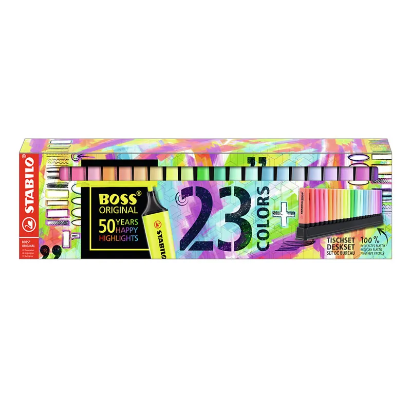 Pincel marca texto Boss 7023-01 - estojo com 23 cores - Stabilo