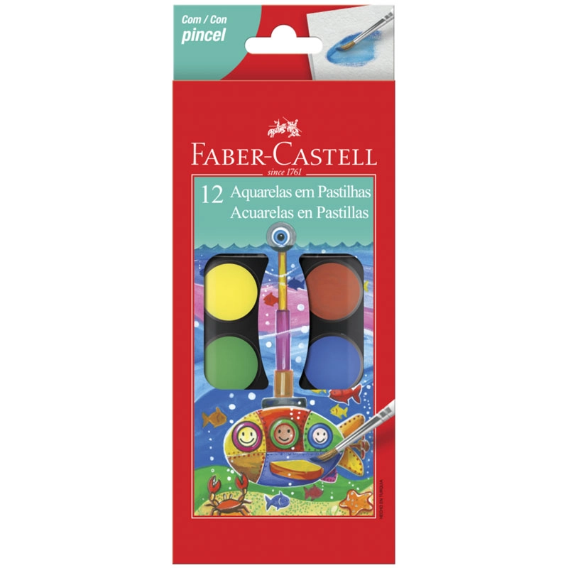 Aquarela pastilha 12 cores 19.0012 - Faber-Castell