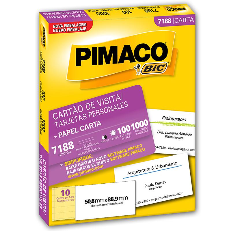 Papel cartão de visita 7188 com 100 folhas - Pimaco
