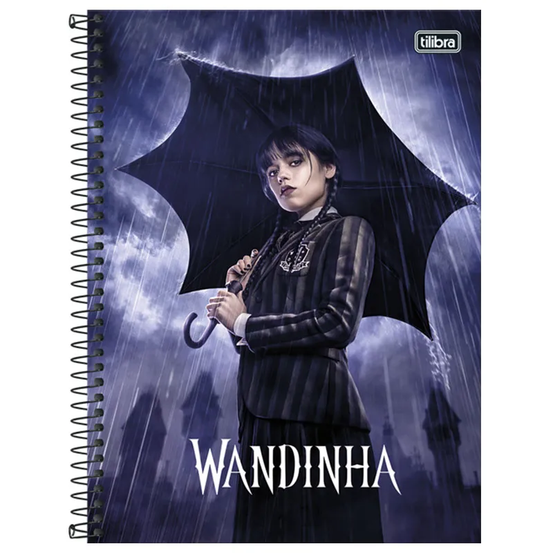 Caderno espiral capa dura universitário 10x1 160 folhas Wandinha Capa 3 - Tilibra	