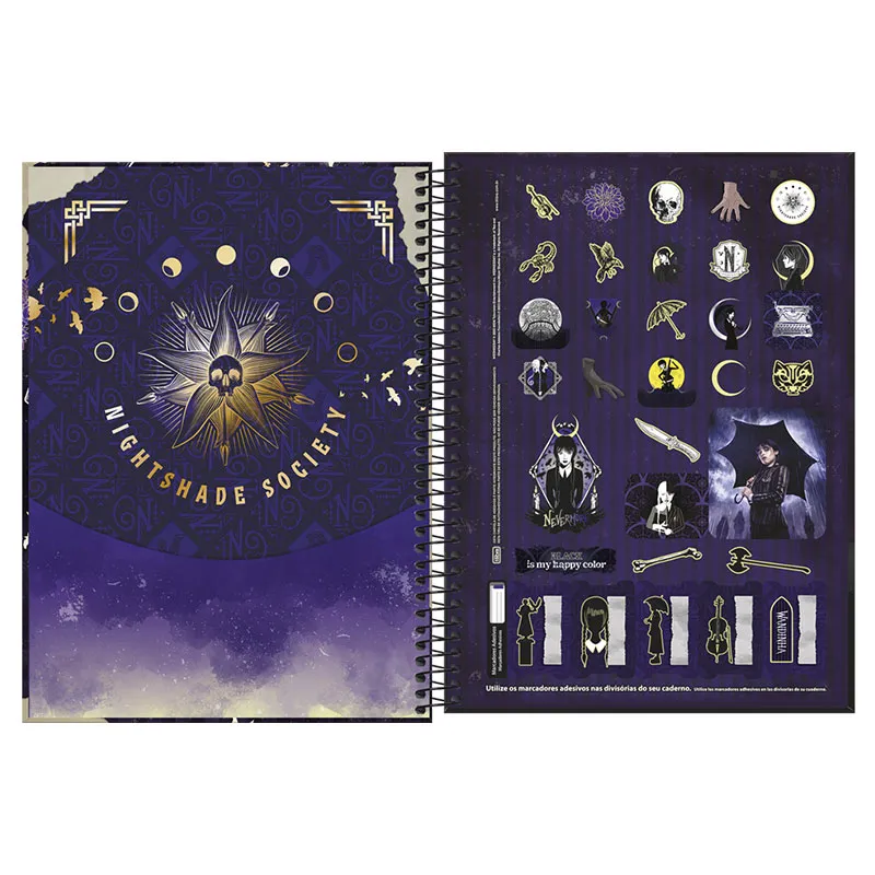 Caderno espiral capa dura universitário 10x1 160 folhas Wandinha Capa 3 - Tilibra	